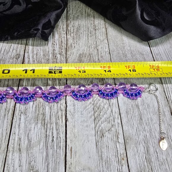 Handmade Jellyfish inspired 925 Sterling Silver Necklace Earring Set Purple/Pink - Picture 12 of 12